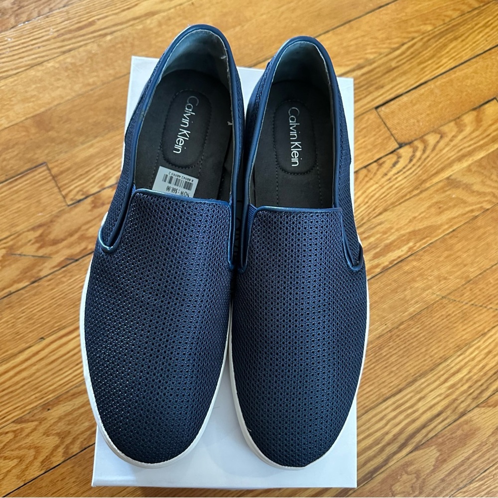 Calvin Klein Blue Mesh Slip-On Loafers